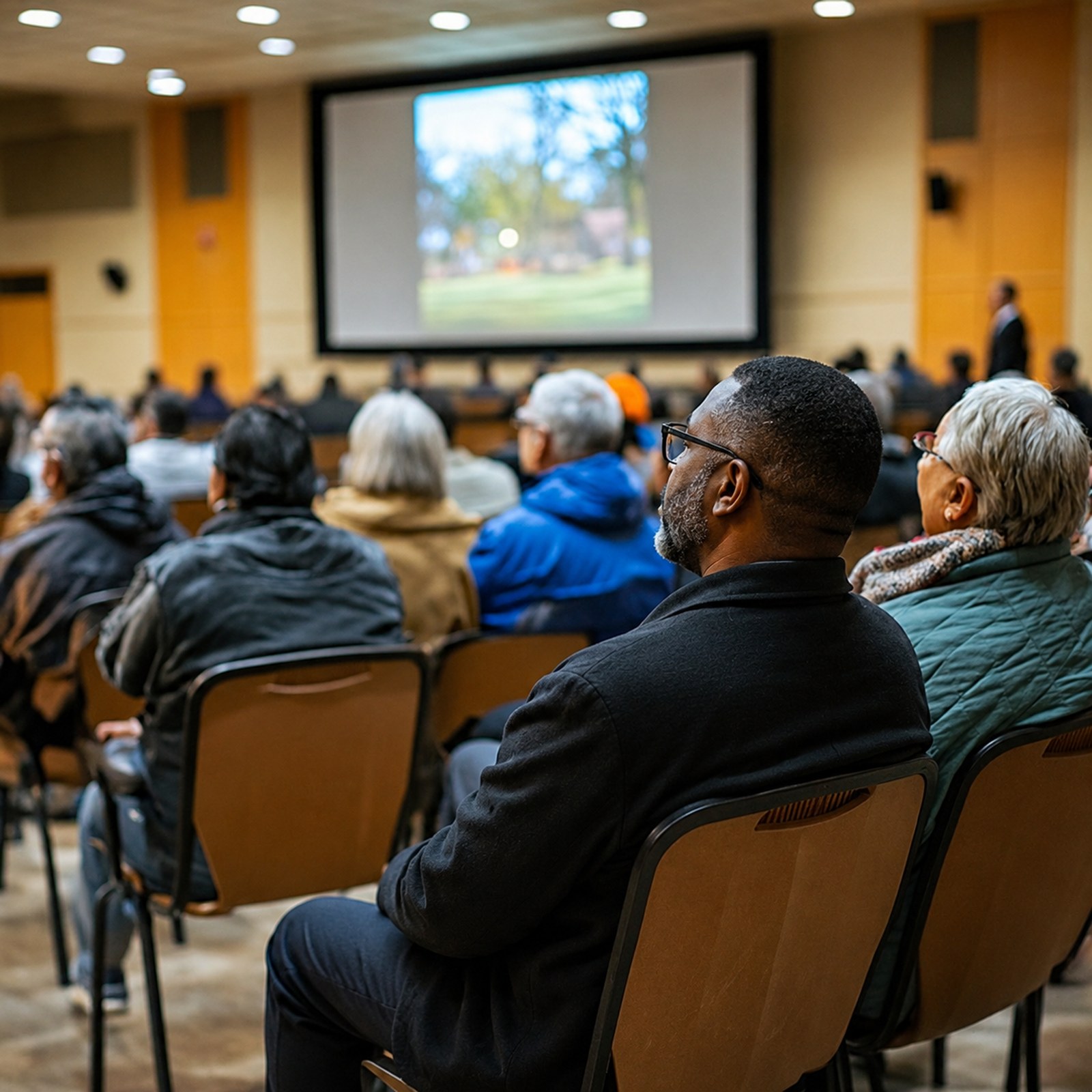 Community members at a public infrastructure meeting